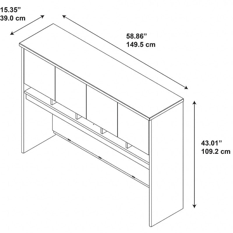 60W Office Hutch – Mocha Cherry / Graphite Gray, 1-Person Workstation