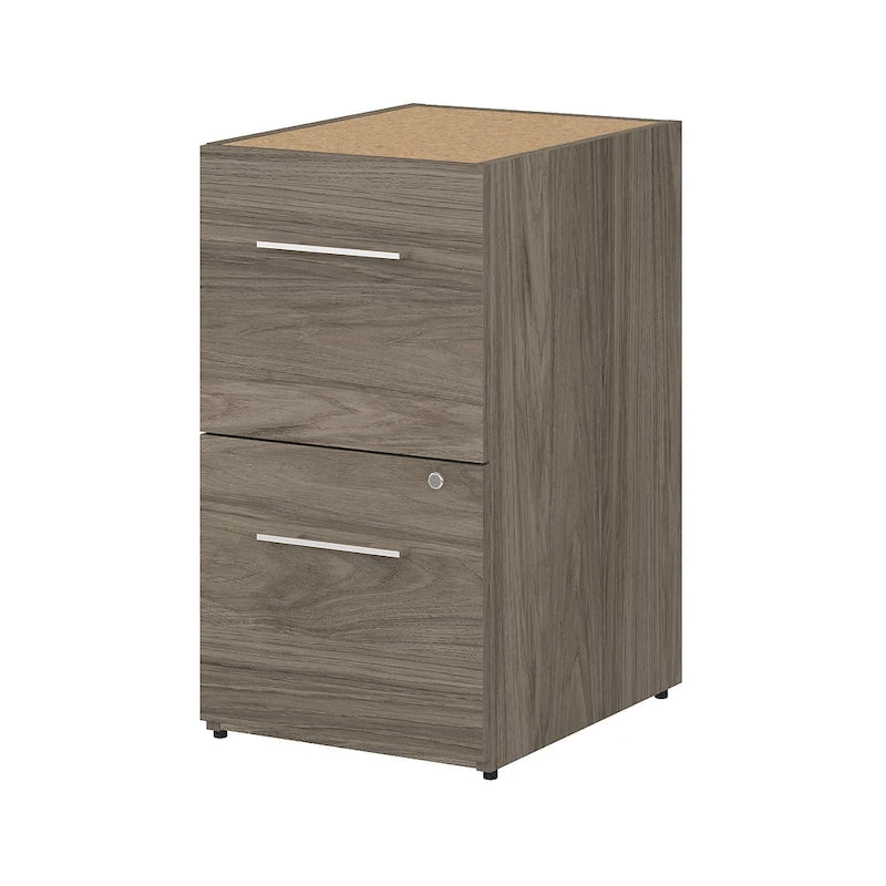Silver/Taupe/Grey/Brown 2-Drawer Vertical File Cabinet, Single Workspace