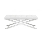 Cream and Wood Brown Upholstered Polyester Blend Bench - 55