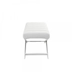 Cream and Wood Brown Upholstered Polyester Blend Bench - 55