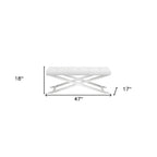 Cream and Wood Brown Upholstered Polyester Blend Bench - 55