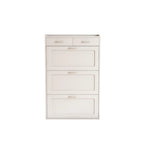 31.49 inches of white solid wood shoe cabinet, three-layer flip bucket shoe storage cabinet