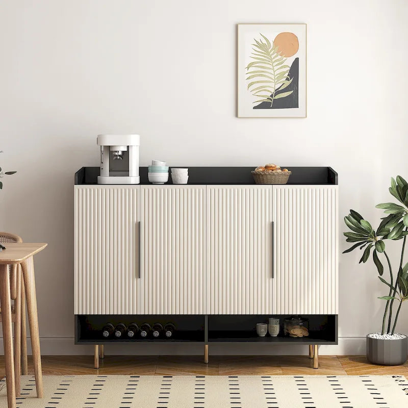 Sideboard,Shoe Cabinet with 4 Doors Large Modern Shoe Storage Organizer Cabinet with Adjustable Shelves