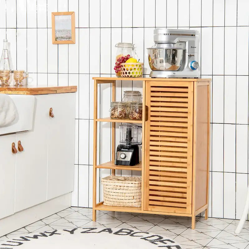 Bathroom Cabinet Bamboo Storage Floor Cabinet