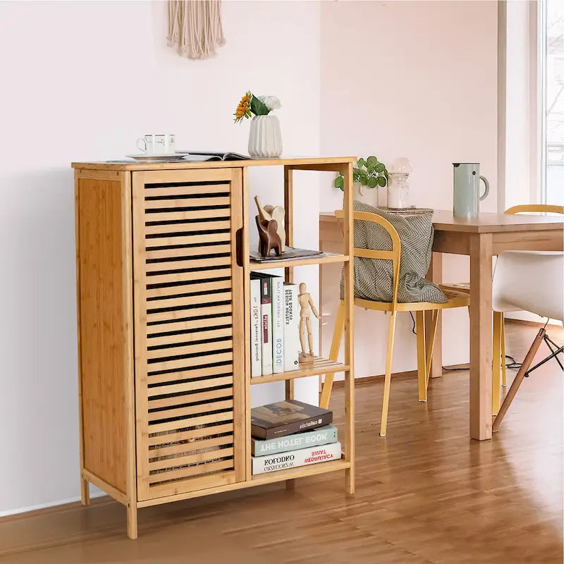 Bathroom Cabinet Bamboo Storage Floor Cabinet