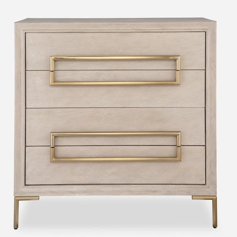 4 Drawer Wooden Accent Chest - 35 - Beige and Gold