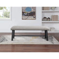 OS Home and Office Furniture Callen Bench with Antique Grey Frame and Antique Bronze Nailhead Trim in Grey Fabric