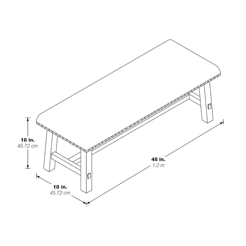 Home and Office Furniture Bench with Antique Grey Frame and Antique Bronze Nailhead Trim in Grey Fabric