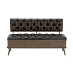 Metal Storage Bench with Tufted Faux Leather - Black - Roche River Decor - 19W x 54L x 31H