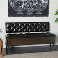 Metal Storage Bench with Tufted Faux Leather - Black - Roche River Decor - 19W x 54L x 31H