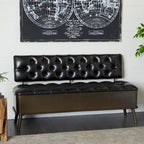 Metal Storage Bench with Tufted Faux Leather - Black - Roche River Decor - 19W x 54L x 31H