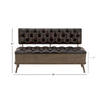 Metal Storage Bench with Tufted Faux Leather - Black - Roche River Decor - 19W x 54L x 31H