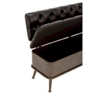 Metal Storage Bench with Tufted Faux Leather - Black - Roche River Decor - 19W x 54L x 31H