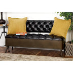 Metal Storage Bench with Tufted Faux Leather - Black - Roche River Decor - 19W x 54L x 31H