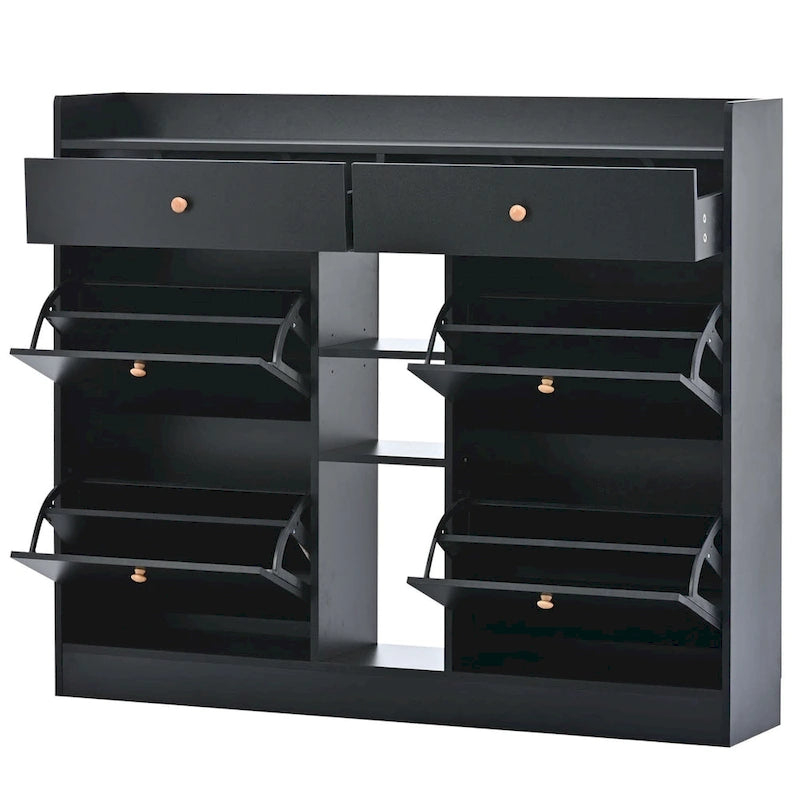 Multifunctional 2-Tier Shoe Storage Organizer with Drawers