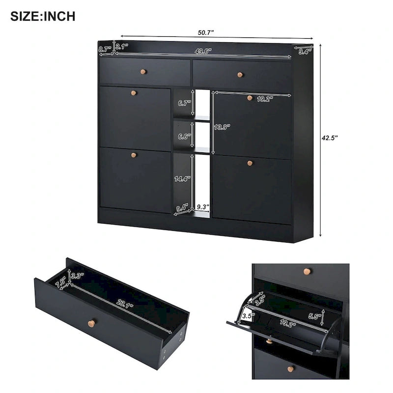 Multifunctional 2-Tier Shoe Storage Organizer with Drawers