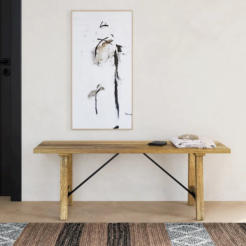 Natural Solid Mango Wood Bench, 1-Seat, 47" Wide