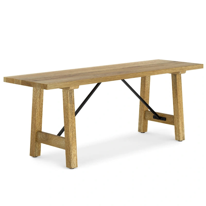 Natural Solid Mango Wood Bench, 1-Seat, 47" Wide
