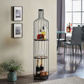 Elegant Wine Bottle Shaped Wine Rack with Wood Shelves