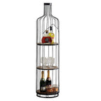 Elegant Wine Bottle Shaped Wine Rack with Wood Shelves