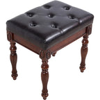 Traditional Shoe Bench with Button Tufted Pad Wood Turned Legs, Upholstered Entryway Bench