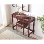 Traditional Shoe Bench with Button Tufted Pad Wood Turned Legs, Upholstered Entryway Bench