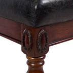 Traditional Shoe Bench with Button Tufted Pad Wood Turned Legs, Upholstered Entryway Bench
