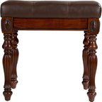 Traditional Shoe Bench with Button Tufted Pad Wood Turned Legs, Upholstered Entryway Bench