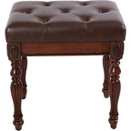Traditional Shoe Bench with Button Tufted Pad Wood Turned Legs, Upholstered Entryway Bench