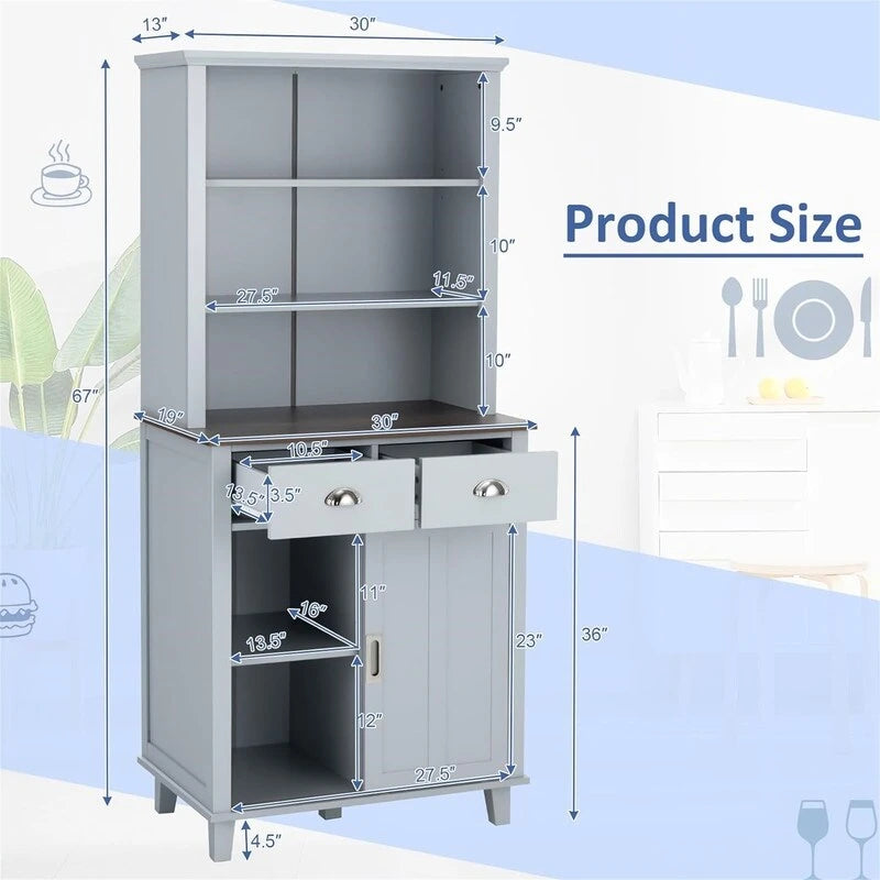 Kitchen Pantry Storage Cabinet - 19D x 30W x 67H