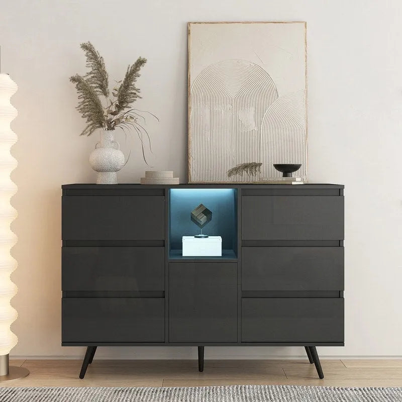 Sideboard Buffet Storage Cabinet with Led Light for Living Room