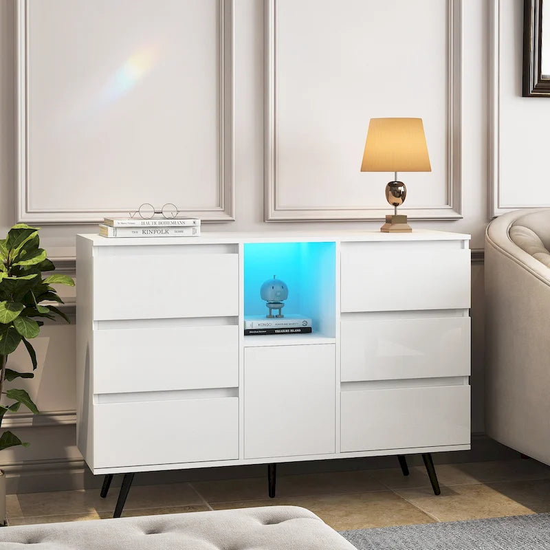 Sideboard Buffet Storage Cabinet with Led Light for Living Room