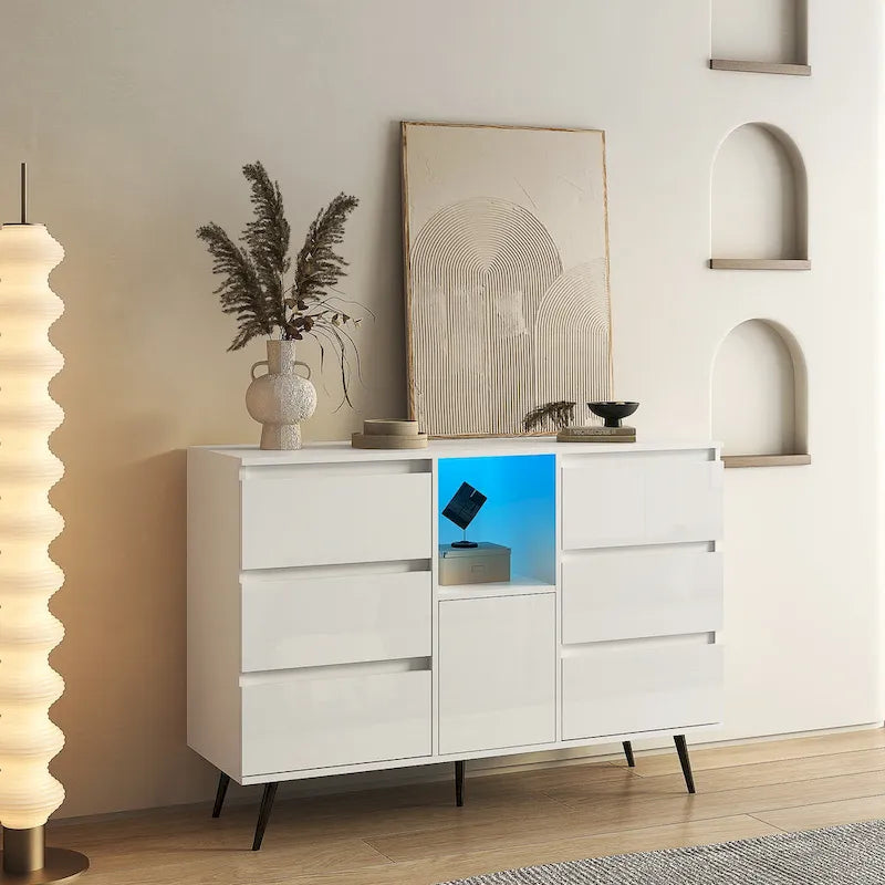 Sideboard Buffet Storage Cabinet with Led Light for Living Room