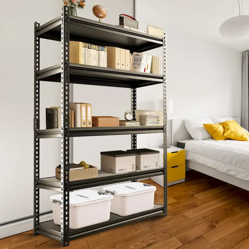 Adjustable Garage Storage Shelves, Metal Shelving, Black