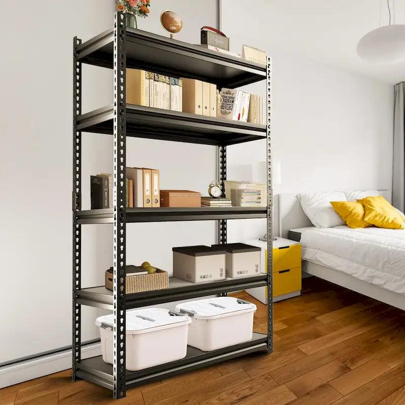 Adjustable Garage Storage Shelves, Metal Shelving, Black