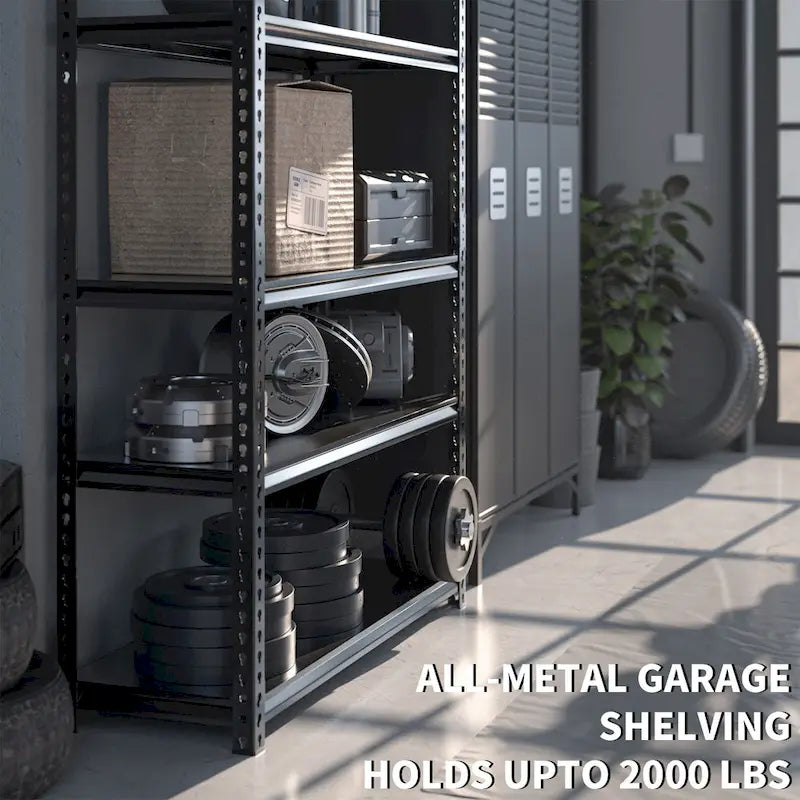 Adjustable Garage Storage Shelves, Metal Shelving, Black