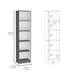 60 Wide 5-Shelf and Cabinet Bookcase Set of 3 Matt Grey - White