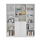 60 Wide 5-Shelf and Cabinet Bookcase Set of 3 Matt Grey - White