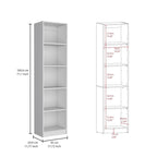 60 Wide 5-Shelf and Cabinet Bookcase Set of 3 Matt Grey - White