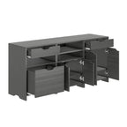 Grey Lacquer 3-Piece Storage Cabinet Set