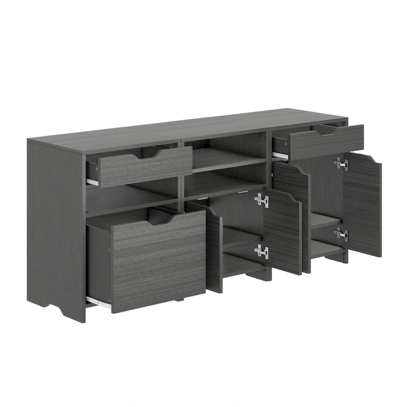 Grey Lacquer 3-Piece Storage Cabinet Set