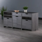 Grey Lacquer 3-Piece Storage Cabinet Set