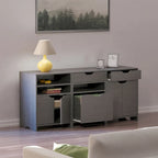 Grey Lacquer 3-Piece Storage Cabinet Set