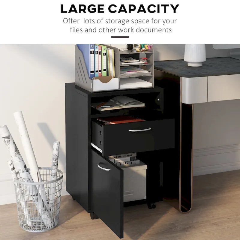 Mobile Storage Cabinet Organizer with Drawer and Cabinet, Printer Stand with Castors