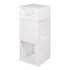 White Wood Grain Modular Storage Cube Set – 3-Piece (2 Full + 1 Half), Single Assembly