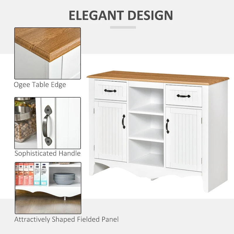Accent Sideboard Storage Cabinet, Serving Buffet with Drawers and Adjustable Shelves for Dining Room, Living Room