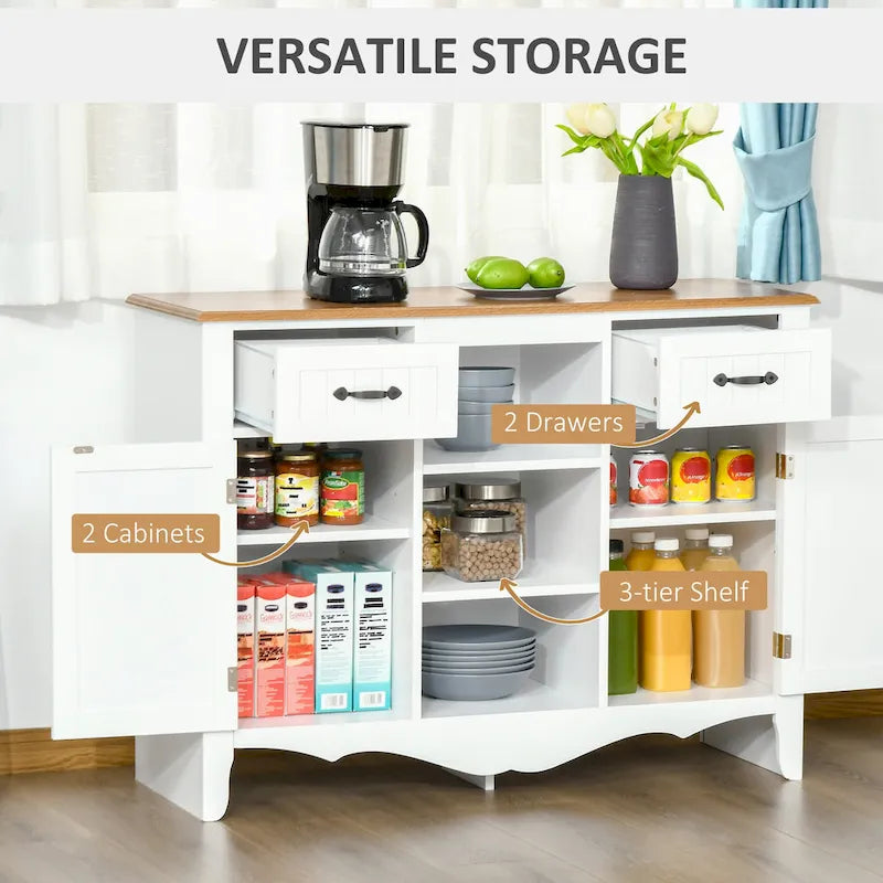 Accent Sideboard Storage Cabinet, Serving Buffet with Drawers and Adjustable Shelves for Dining Room, Living Room