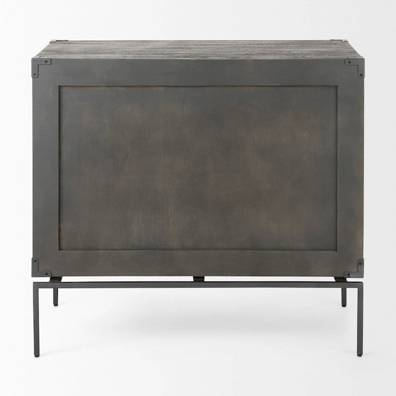 Dark Brown Mango Wood 3-Drawer Accent Cabinet with Black Iron Base, 1-Person Assembly