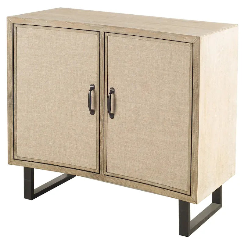 Bellefontaine Natural Fir Veneer & Fabric w/ Graphite Frame & 2 Doors Accent Cabinet