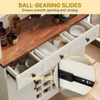 Kitchen Storage Cabinet Pantry Cupboard with Charging Station and 3 Drawers